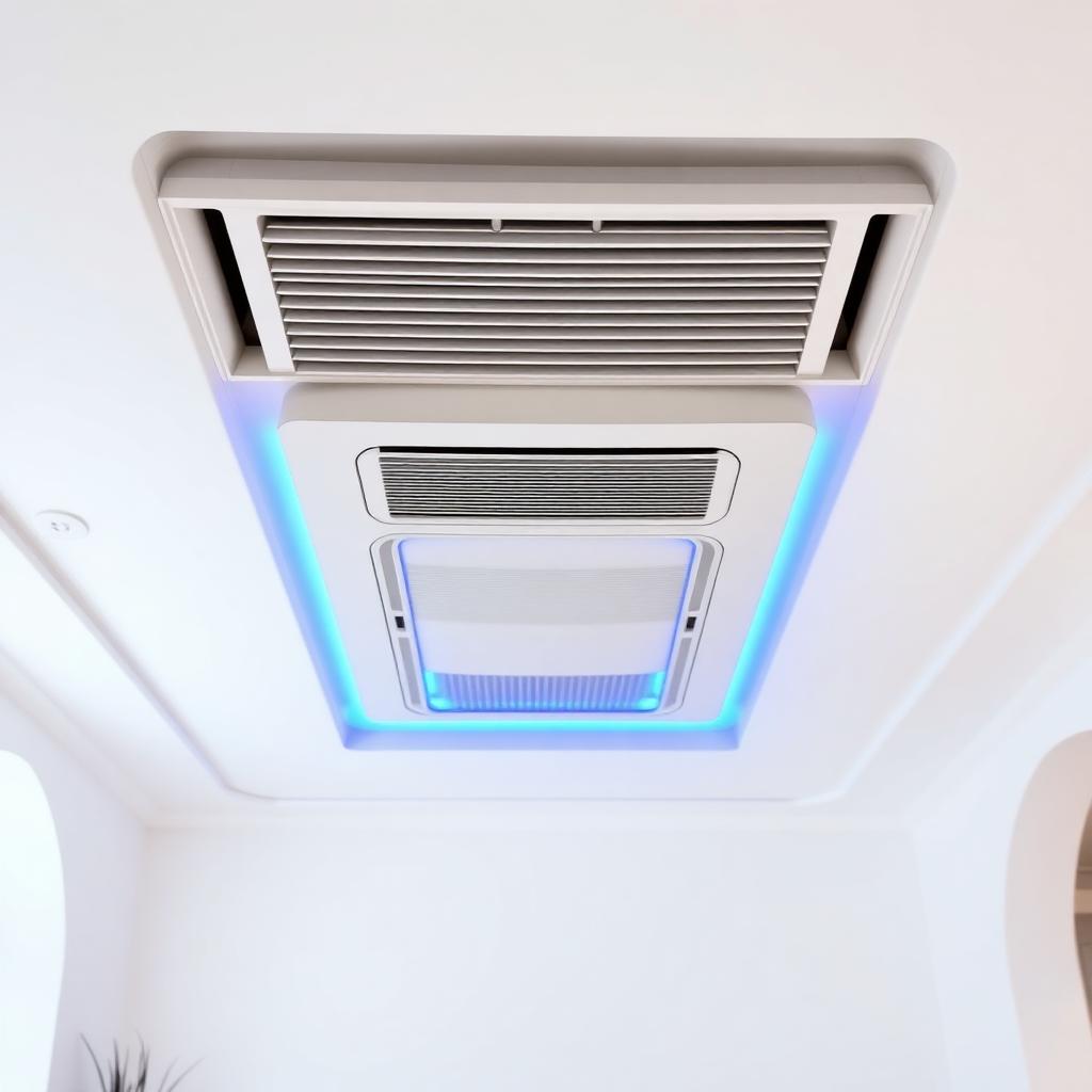 Climatisation gainable invisible encastrée au plafond d'un salon moderne à Marrakech